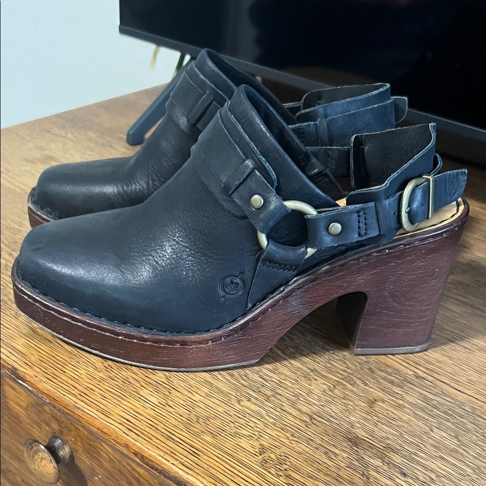 Born Black Leather Women's Mules